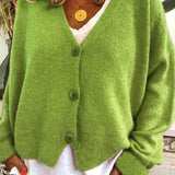 Women's Button Cardigan Cropped Oversized - Everyday Casual Wear