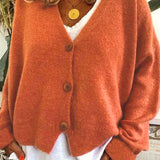 Women's Button Cardigan Cropped Oversized - Everyday Casual Wear