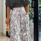 Women's Wide Leg Pants High Waisted Floral Print - Resort Wear
