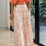 Women's Wide Leg Pants High Waisted Floral Print - Resort Wear