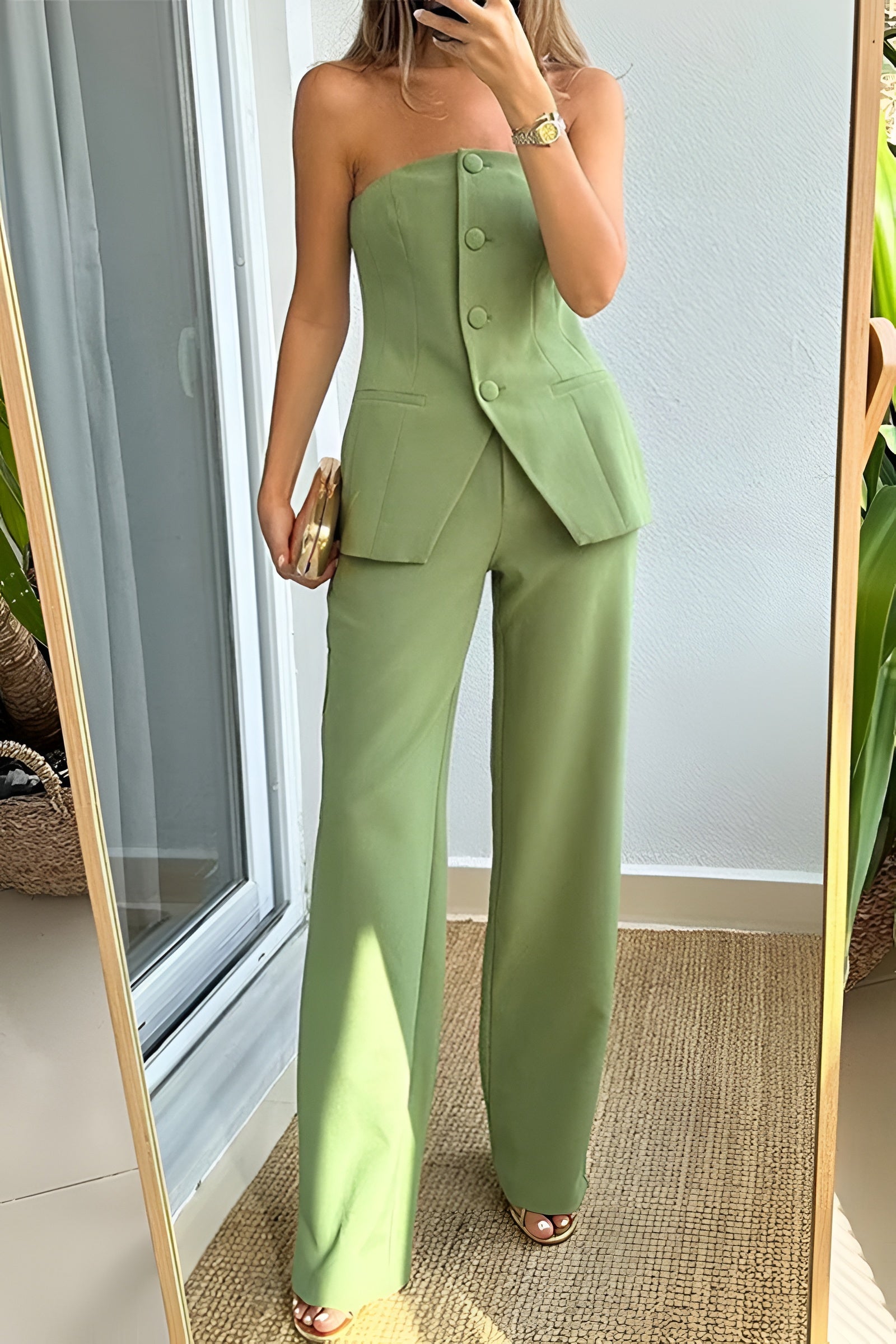 Women's Two Piece Set Wide Leg Pants - Evening Wear