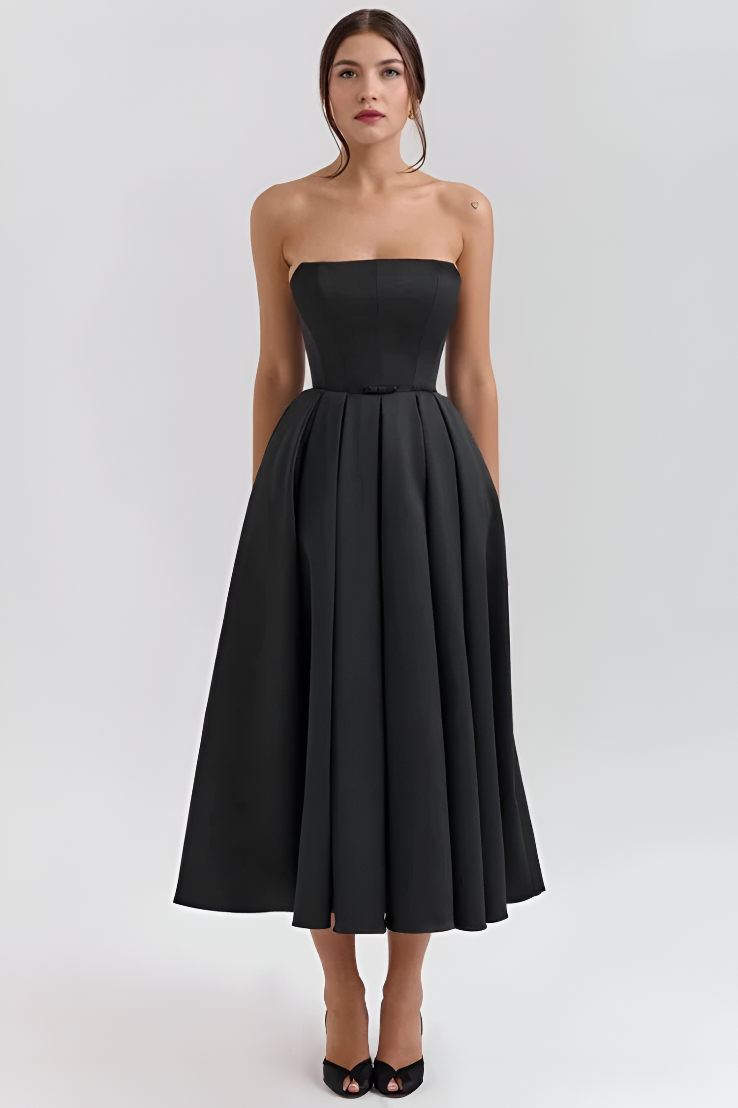 Women's Strapless Pleated Midi Dress - Cocktail Party