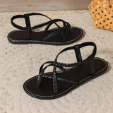 Women's Flat Sandals Braided Straps Elastic Back - Casual Summer Wear