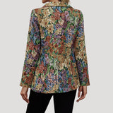 Women's Blazer Floral Tapestry Single Button - Special Occasion