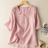 Women's Blouse Peter Pan Collar Scalloped Trim - Casual Wear