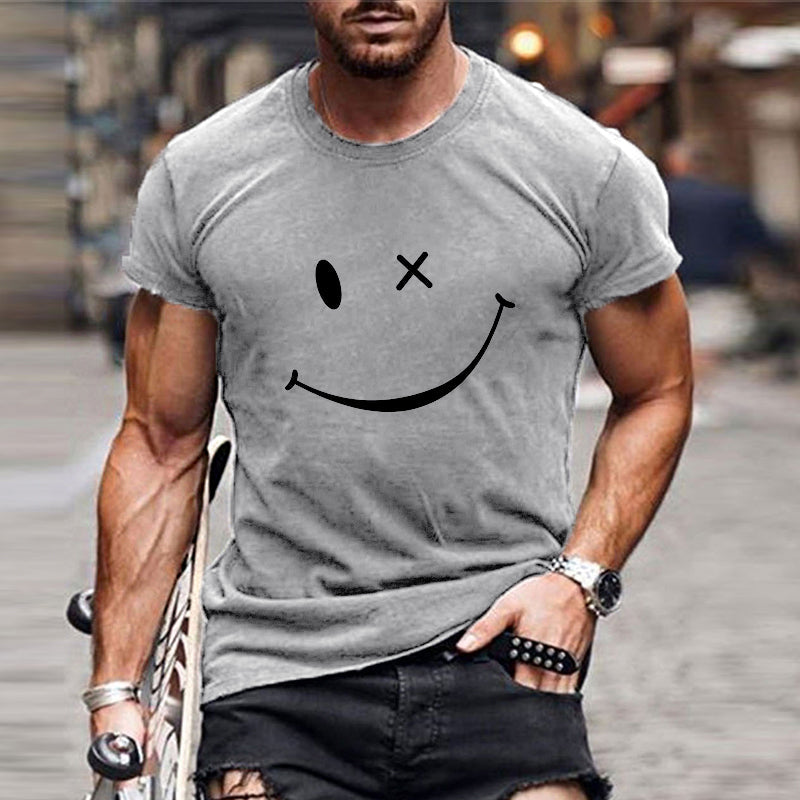 Men's Graphic T-Shirt Smiley Face Short Sleeve - Streetwear