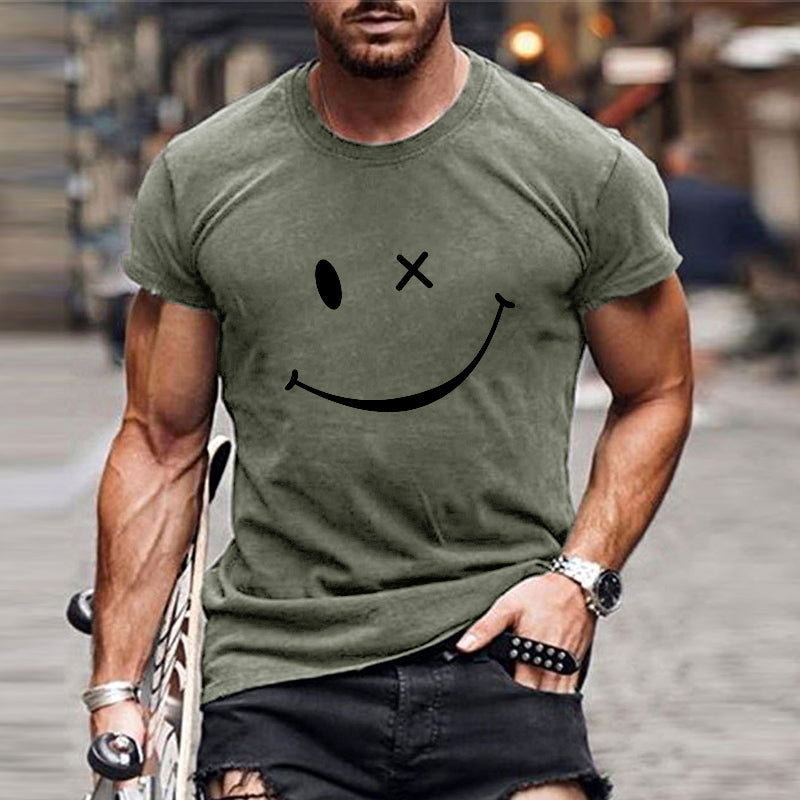 Men's Graphic T-Shirt Smiley Face Short Sleeve - Streetwear