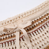 Men's Crochet Shorts Drawstring Striped - Beach Wear