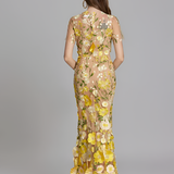Women's Floral Sheer Mesh Maxi Dress - Special Occasions