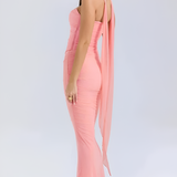 Women's Ruched Mesh Maxi Dress - Formal Evening Gown