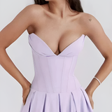 Women's Strapless Corset Midi Dress - Special Occasion