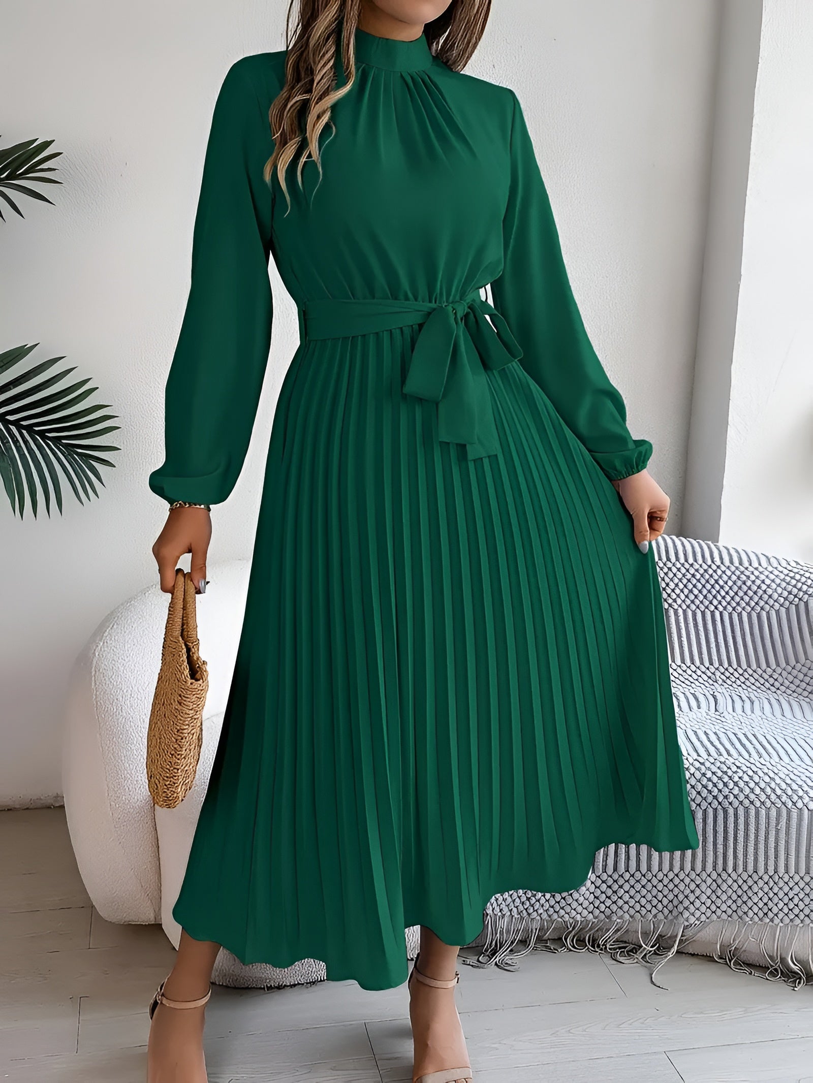Women's Midi Dress Pleated Skirt - Semi Formal Occasion