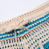 Men's Crochet Shorts Drawstring Striped - Beach Wear