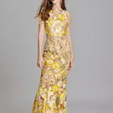 Women's Floral Sheer Mesh Maxi Dress - Special Occasions