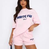 Women's Two-Piece Set Oversized Graphic Tee and Cargo Shorts - Casual Lounge Wear
