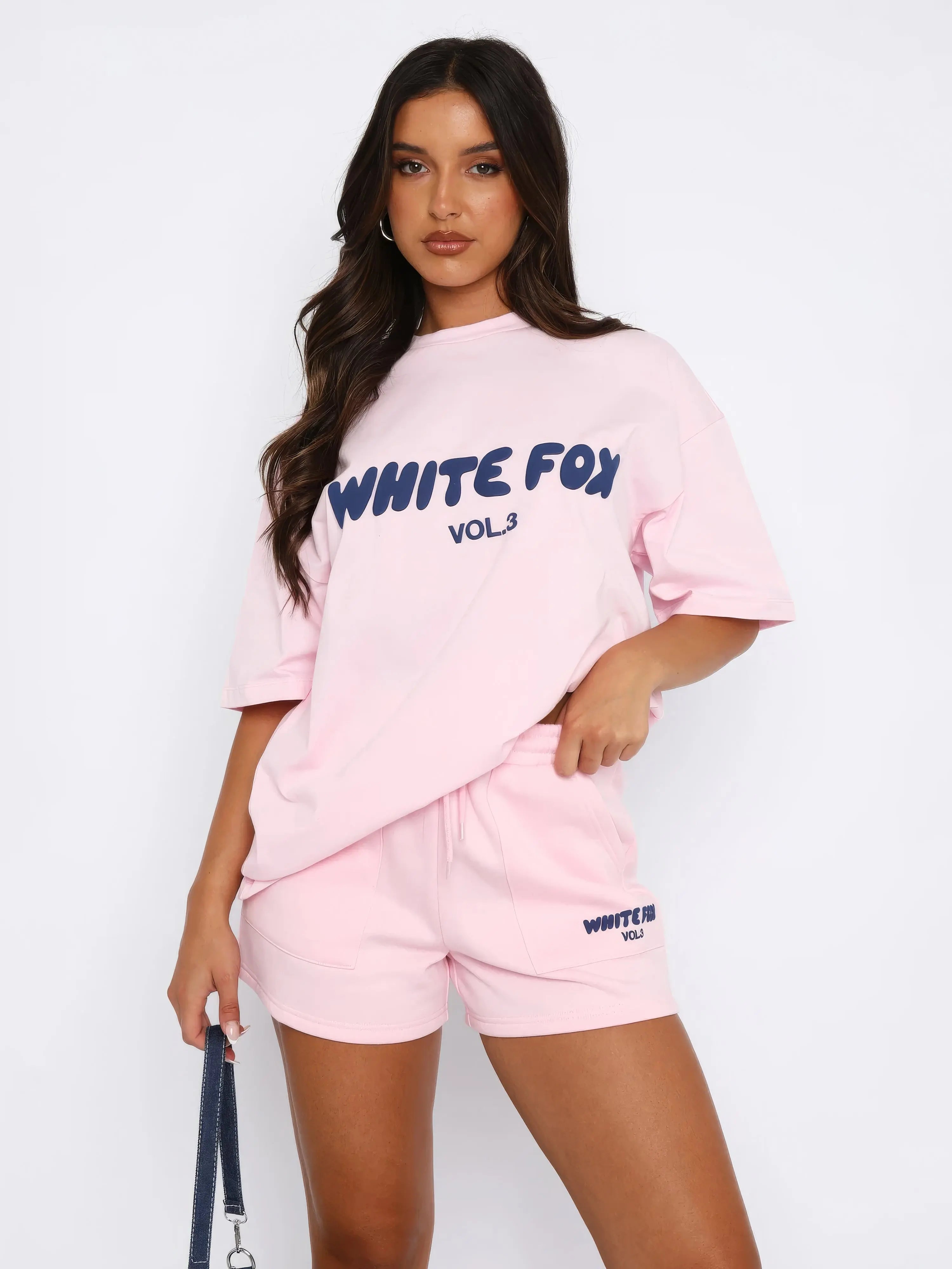 Women's Two-Piece Set Oversized Graphic Tee and Cargo Shorts - Casual Lounge Wear