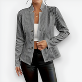 Women's Geometric Knit Stand Collar Blazer - Workwear