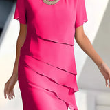 Women's Tiered Midi Dress - Casual Wear