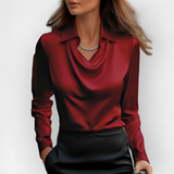 Women's Drape Long Sleeve Blouse - Office Wear