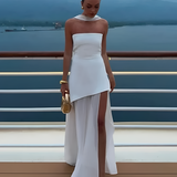 Women's Strapless High Slit Maxi Dress - Evening Party