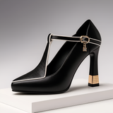 Women's T-Strap Pointed Toe Pumps - Office Wear