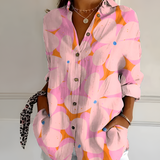 Women's Floral Print Long Sleeve Shirt - Casual Wear