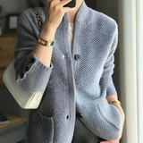 Women's Textured Button Cuff Cardigan - Casual Office Wear