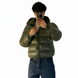 Men's Shiny Padded Puffer Jacket - Outdoor Winter Wear