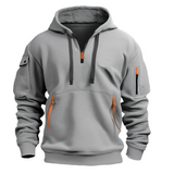 Men's Quarter Zip Utility Hoodie - Casual Streetwear