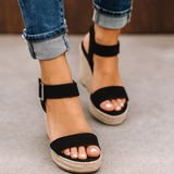 Women's Ankle Strap Wedge Sandals - Casual Summer Wear