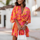 Women's Tiered Skirt Mini Dress - Tropical Summer Wear