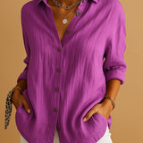 Women's Textured Button Up Shirt - Summer Casual Wear