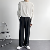 Men's Pleated Wide Leg Trousers - Smart Casual Wear