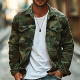 Men's Camouflage Denim Jacket - Casual Streetwear