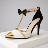 Women's Bow T-Strap Pointed Toe Heels - Date Night