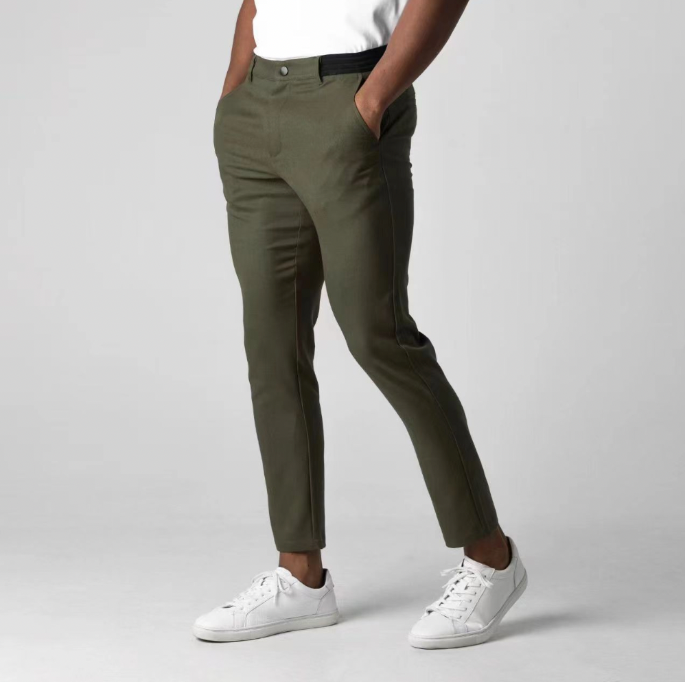 Men's Slim Fit Chino Pants Gray Tailored - Smart Casual Wear