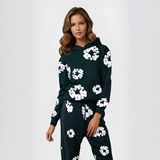 Women's Floral Graphic Hoodie Set - Casual Loungewear