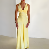 Women's Knot Front Backless Maxi Dress - Evening Event