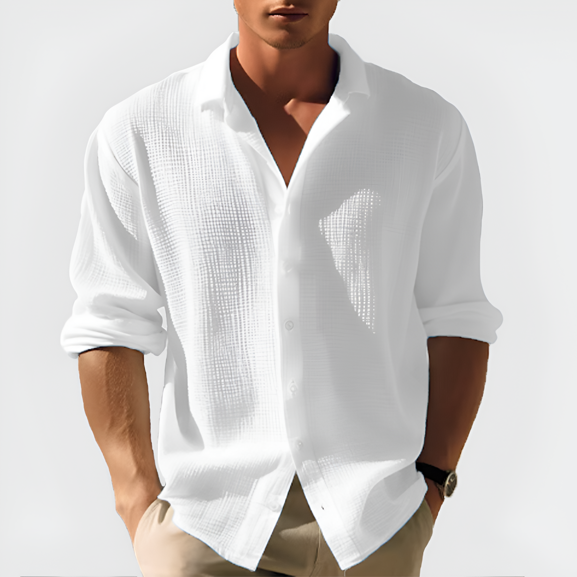 Men's Textured Relaxed Shirt - Casual Wear