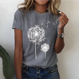 Women's Dandelion Graphic Crew Neck Shirt - Casual Daily Wear