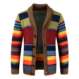 Men's Striped Shawl Collar Cardigan - Casual Outerwear