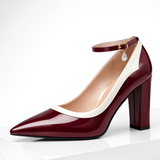 Women's Ankle Strap Block Heel Pumps - Date Night