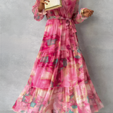Women's V-Neck Tiered Maxi Dress - Special Occasion