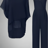 Women's Asymmetric Chiffon Layer Jumpsuit - Evening Party Wear