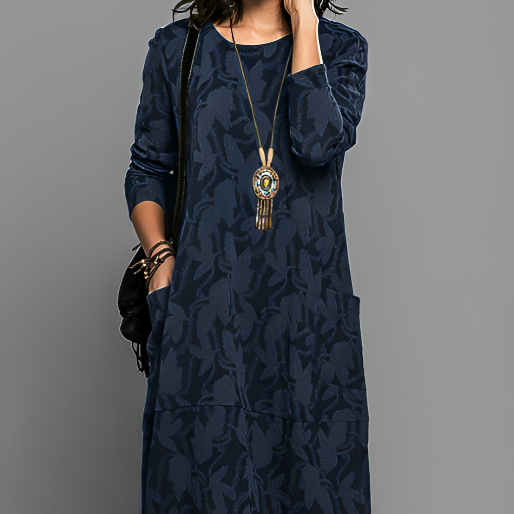 Women's Maxi Dress Patterned Long Sleeve - Casual Wear