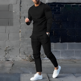 Men's Slim Fit Long Sleeve Jogger Set - Casual Sport
