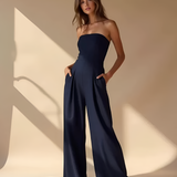 Women's Strapless Wide Leg Jumpsuit - Formal Evening Wear