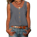 Women's Button Front Sleeveless Top - Summer Casual Wear