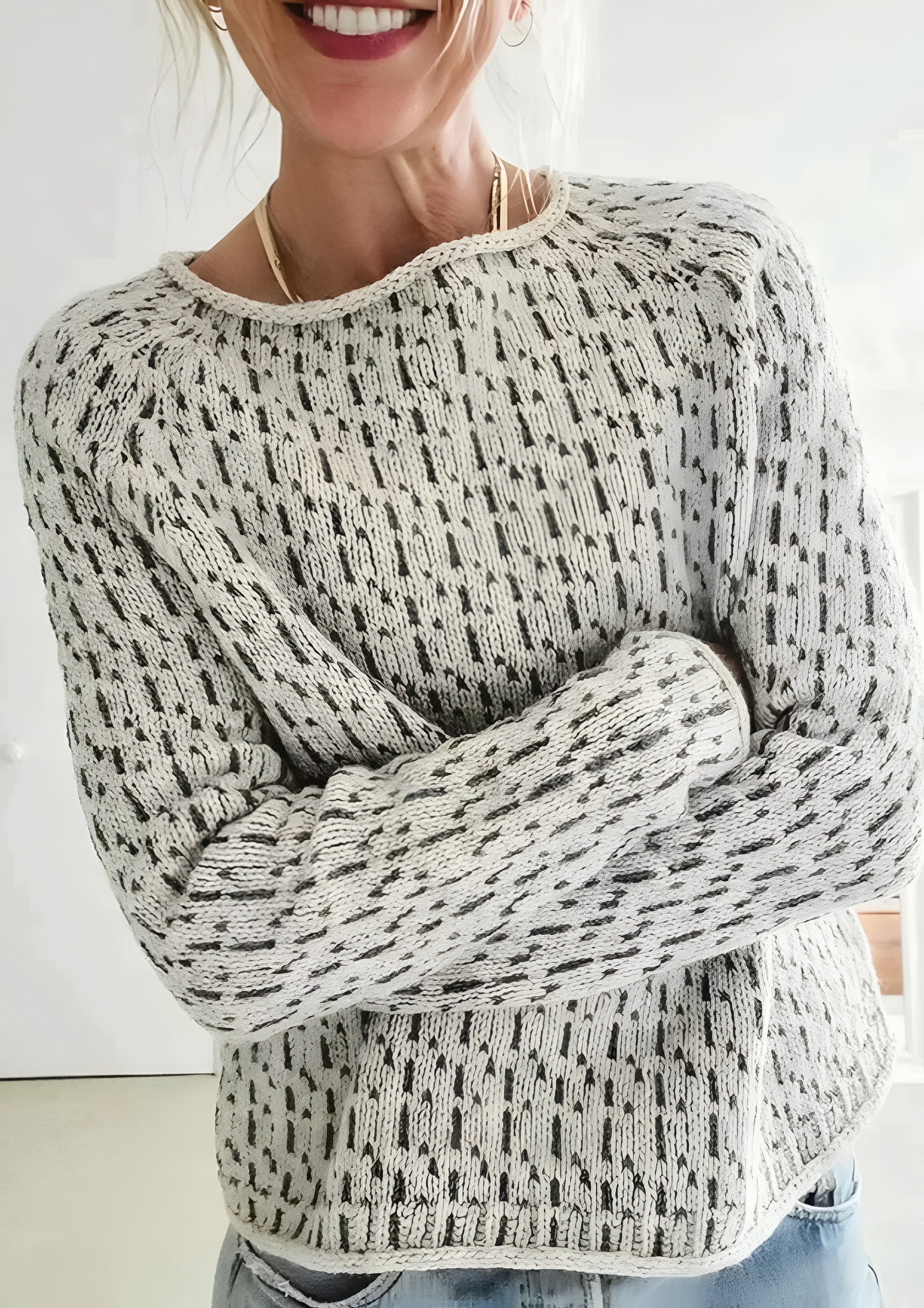 Women’s Boat Neck Knit Sweater - Casual Winter Wear