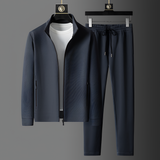 Men's Ribbed Zip Jacket Matching Set - Casual Sportswear